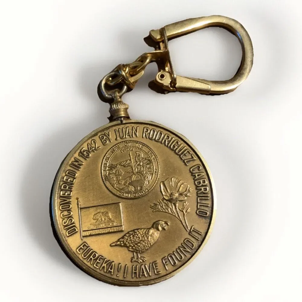 California Dollar Copper Coin Vintage Keychain - The Golden State - Eureka